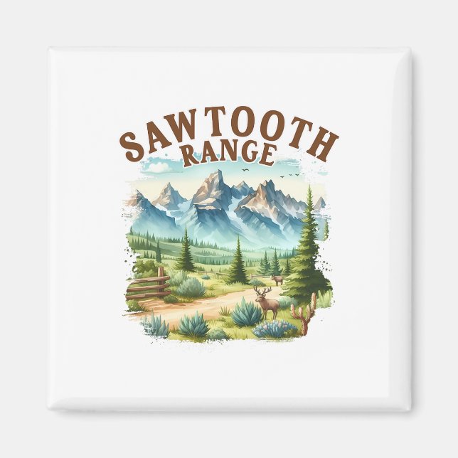 Sawtooth Range Idaho Resa Natur Berg Utforskning Magnet (Framsidan)