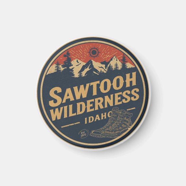 Sawtooth Wilderness Idaho Bergvandring Alpin Magnet (Framsidan)
