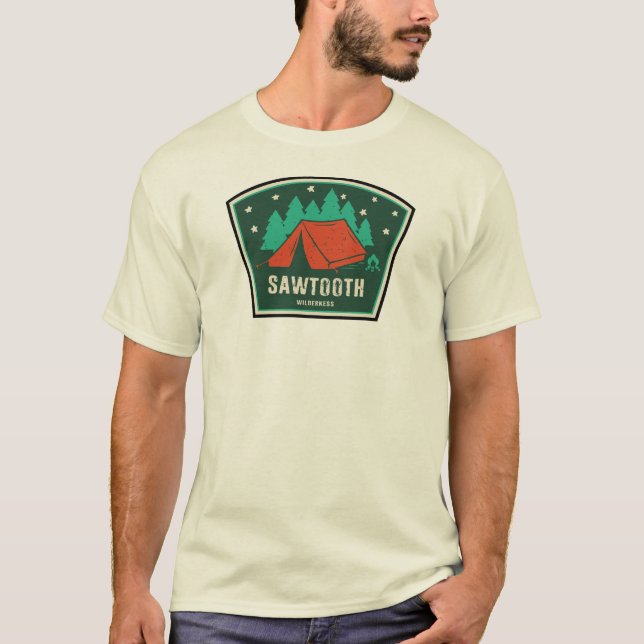 Sawtooth Wilderness Idaho Camping T Shirt (Framsida)
