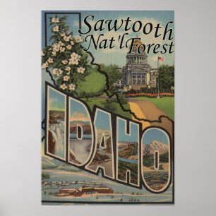 Sawtoothnationalskog, Idaho - stort brev Poster