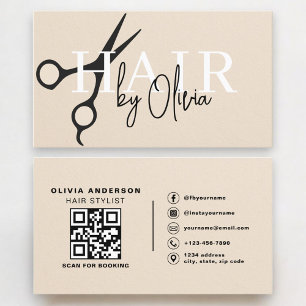 Sax för frisör QR-kod Falskt papper Visitkort