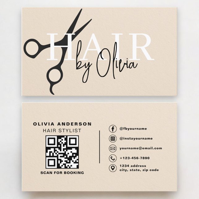 Sax för frisör QR-kod Falskt papper Visitkort (Skapare uppladdad)