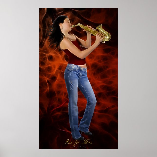 SAX FOR HIRE SAXOPHONE Music Älskare Art Poster (Framsidan)
