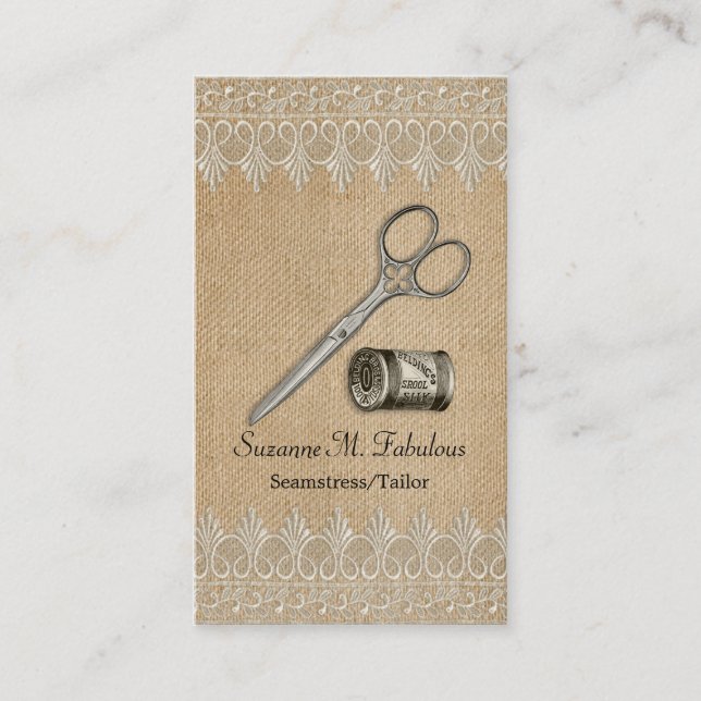 Sax för skräddare för Seamstress för Visitkort (Framsida)