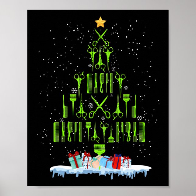 Sax Frisyr Julgran Rolig Frisör Xma Poster (Framsidan)