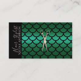 Sax Grön Havsnymf Frisörsalong Visitkort