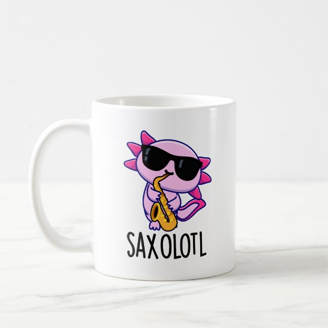 Sax-olotl Funny saxofone Puns Kaffemugg (Vänster)
