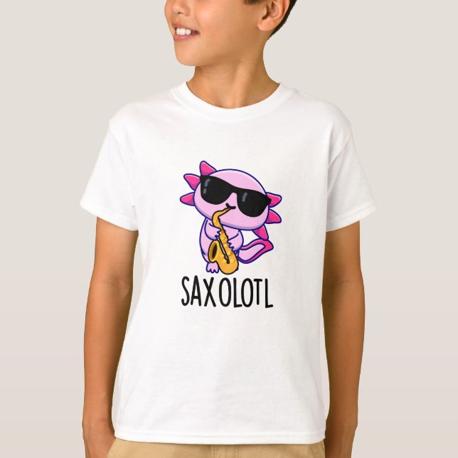 Sax-olotl Funny saxofone Puns T Shirt (Framsida)