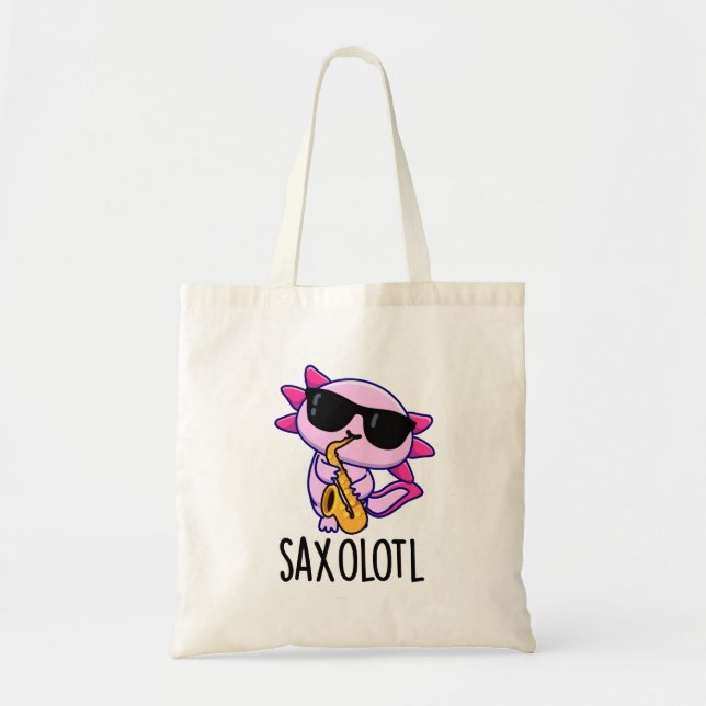 Sax-olotl Funny saxofone Puns Tygkasse (Framsidan)