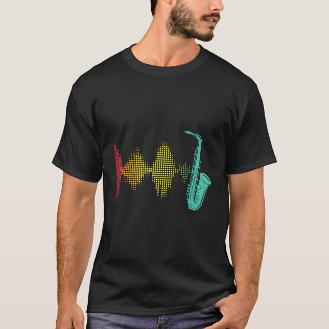 Sax Player Soundwave Jazz Älskare Sachophonist Sax T Shirt (Framsida)