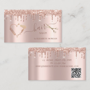 Sax Torktumlare Borste Roséguld Glitterdroppar Visitkort