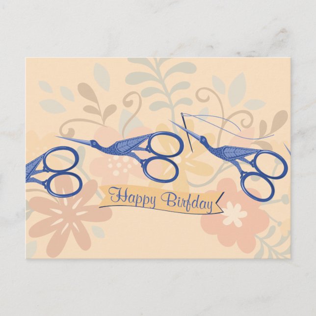 Saxar för prydnadsfågelstork som syr sjömän vykort (Framsida)