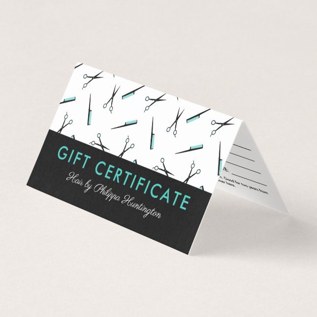 Saxar & kombs Hair Salon Gift-certifikat Kort (Framsida)