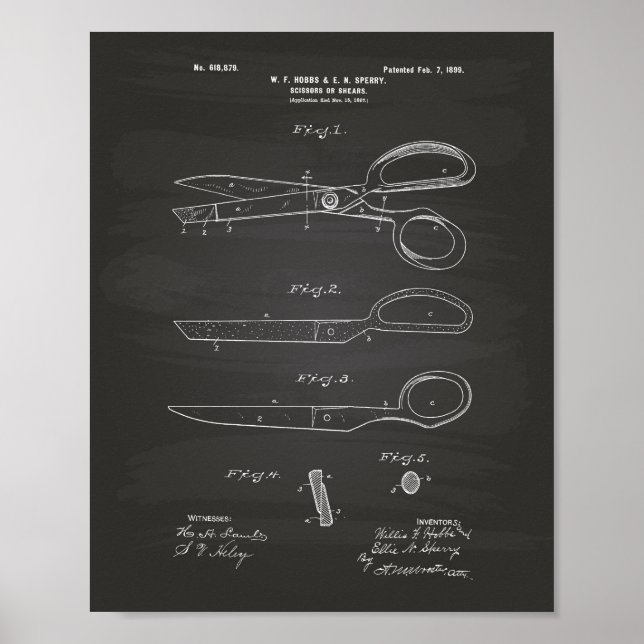 Saxare 1899 Patent Art Chalkboard Poster (Framsidan)