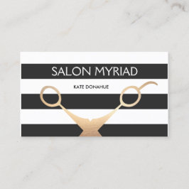 Saxare Black and White Stripe Hair Salon Visitkort