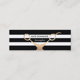 Saxare Black and White Stripe Salon Mini Visitkort