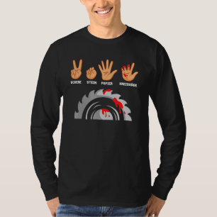 Saxare Stone Papper Circular Saw Lumberjack Träd T Shirt