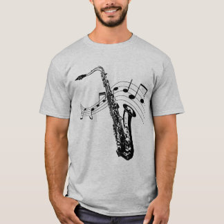 Saxen och noterar t-skjortan t shirt
