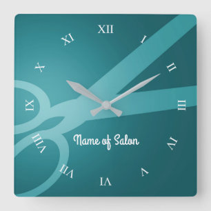 Saxer   Cyan   Hair Salon Fyrkantig Klocka