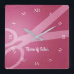 Saxer | Djup Rosa och vit | Hair Salon Fyrkantig Klocka<br><div class="desc">Djup rosa wall klocka med ett par saxar,  vita romerska siffror och möjlighet att lägga till ditt namn eller namn i ditt företag.</div>