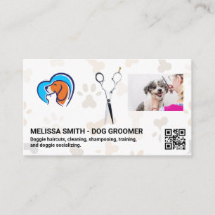 Saxer Kat Hund Kärlek Groomer QR-kod Visitkort