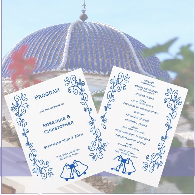 Saxhire Bröllopsprogram Klockor Scrollwork Design Program (Sapphire wedding program bells and scrollwork design)