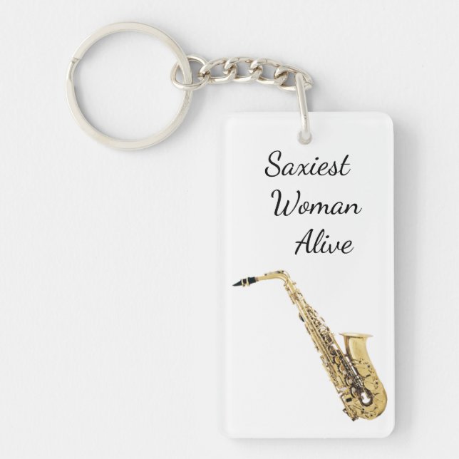 Saxiest Saxophone Keychain Nyckelring (Framsidan)