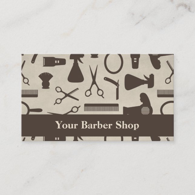 Saxklipparverktyg Mönster Barbershop Visitkort (Framsida)