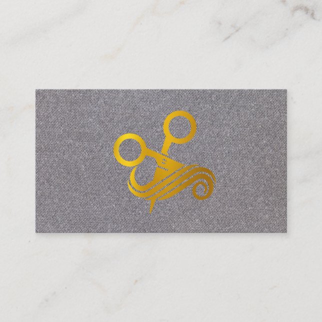 Saxlogotyp för hår | Grå texturerad bakgrund Visitkort (Framsida)