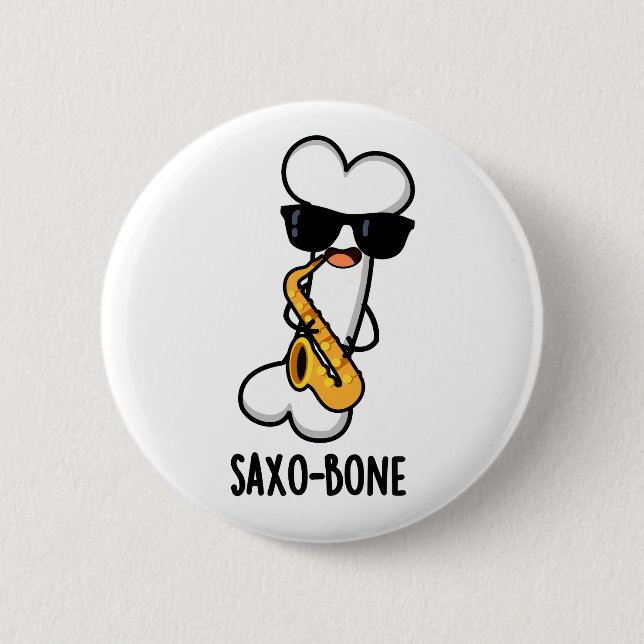 Saxo-bone Funny Bone Funny Music Pun Knapp (Framsida)