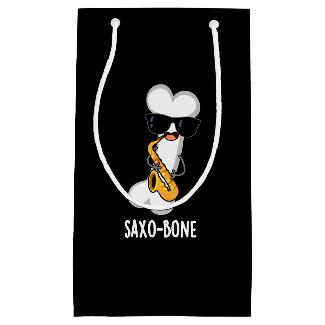 Saxo-bone Funny Bone Funny Music Pun Mörk BG (Framsidan)