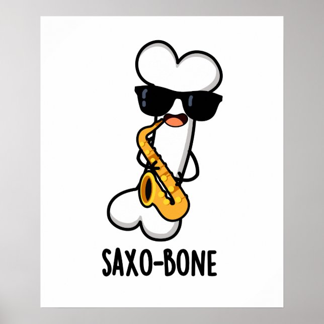 Saxo-bone Funny Bone Funny Music Pun Poster (Framsidan)