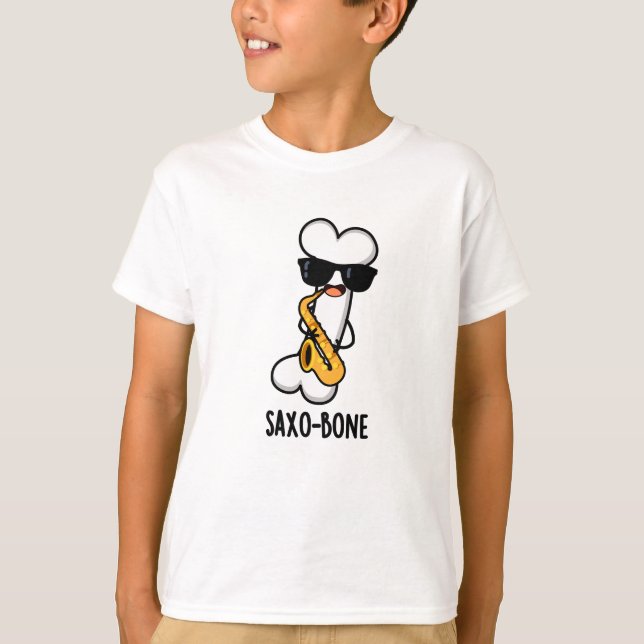 Saxo-bone Funny Bone Funny Music Pun T Shirt (Framsida)