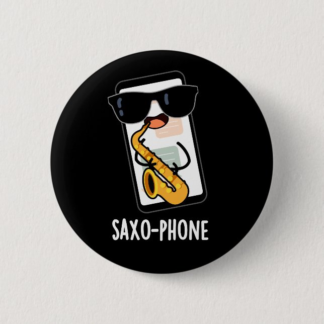 Saxo-fon Roliga Mobilskämt Mörk Bakgrund Knapp (Framsida)