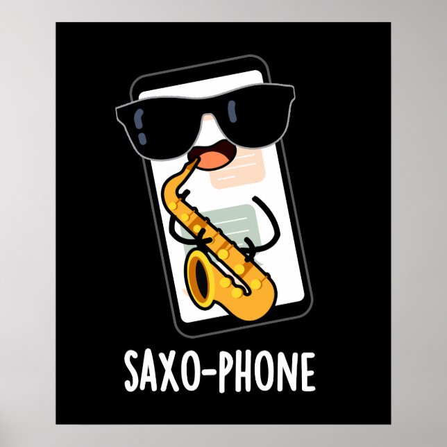 Saxo-phone Roliga Mobilskämt Mörk Bakgrund Poster (Framsidan)