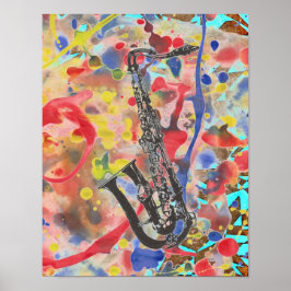 Saxofon Abstrakt Poster