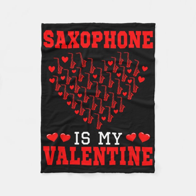 Saxofon är mitt valentininstrument Team Söt Huvud Fleecefilt (Framsidan)