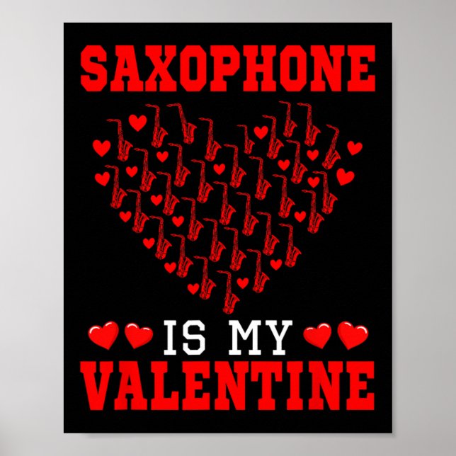 Saxofon är mitt valentinredskap Team Cute Hea Poster (Framsidan)