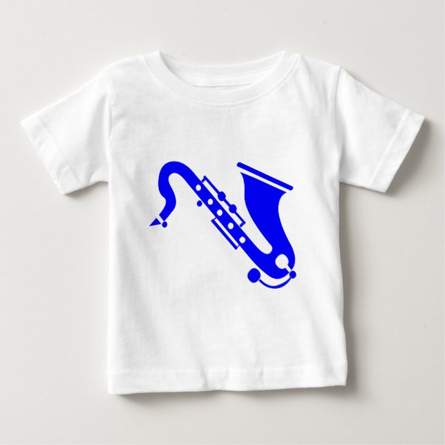 Saxofon - blå t shirt (Framsida)