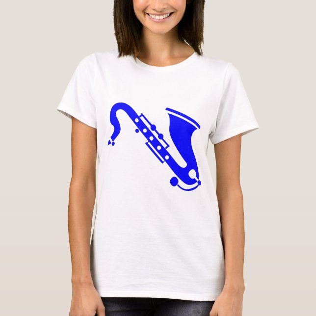 Saxofon - blå t-shirt (Framsida)