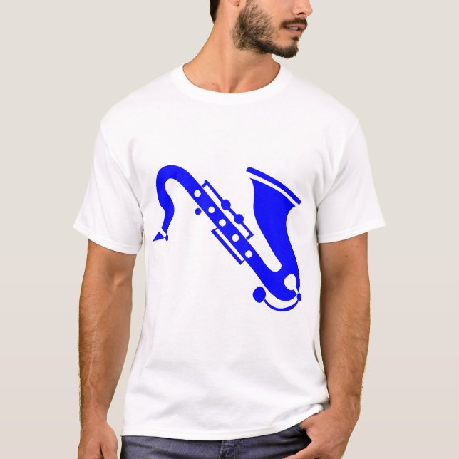 Saxofon - blå tee shirt (Framsida)
