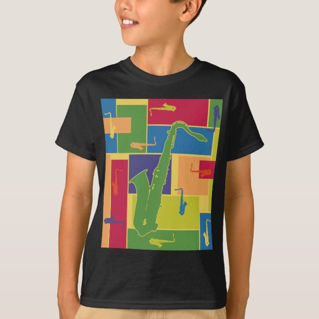 Saxofon Colorblocks T-shirt (Framsida)