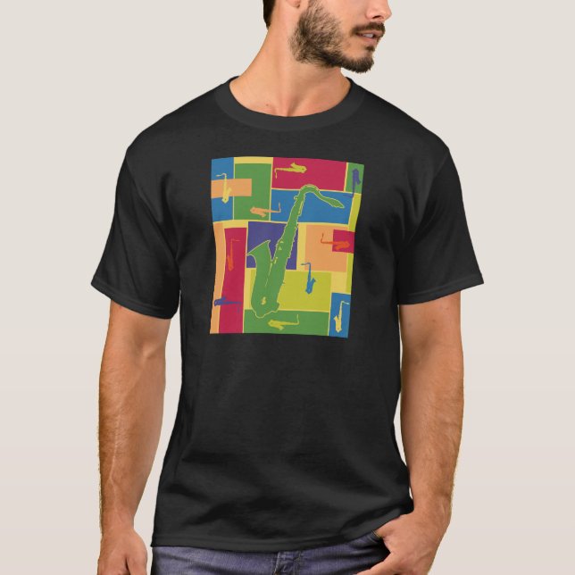 Saxofon Colorblocks Tee Shirt (Framsida)