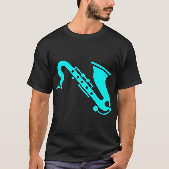 Saxofon - cyan t-shirt (Framsida)