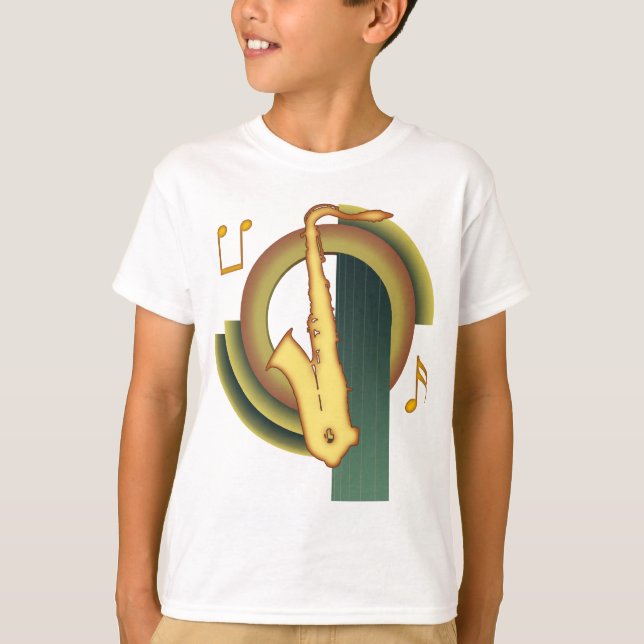 Saxofon Deco Tee (Framsida)