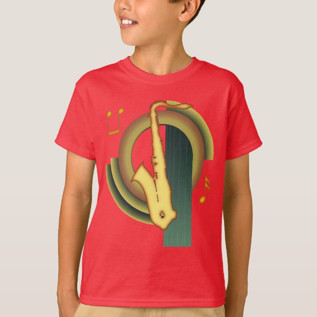 Saxofon Deco Tee Shirt (Framsida)