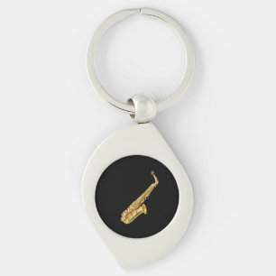 "Saxofon" designgåvor och produkter Swirl Silverfärgad Nyckelring