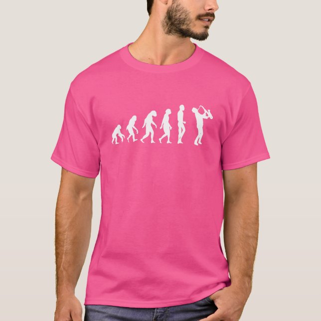 Saxofon Evolution Cool Musik Klassisk Orkester T Shirt (Framsida)