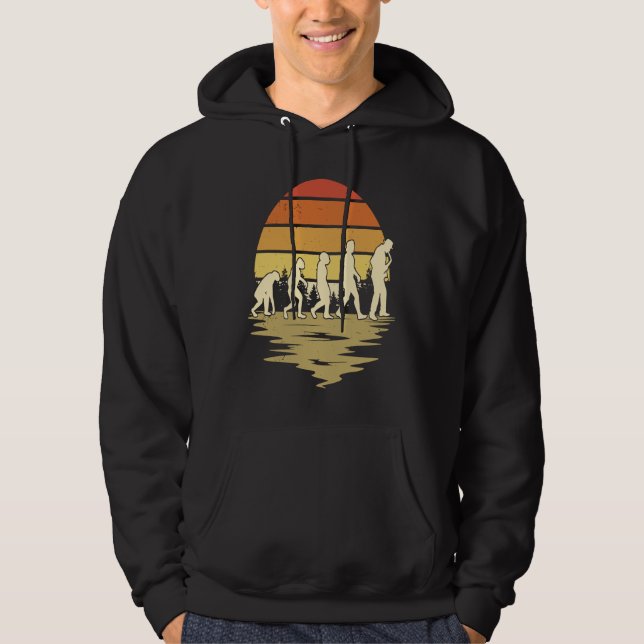 Saxofon Evolution Retro Saxofonspelare Saxofonist Hoodie (Framsida)