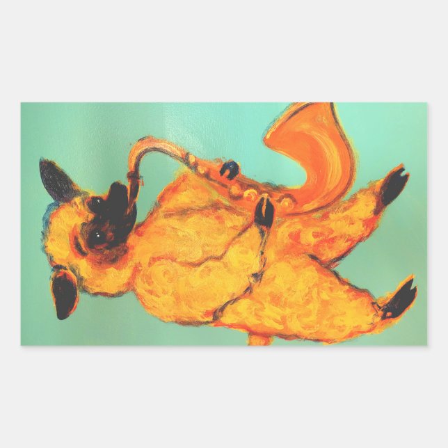 Saxofon: Får Rektangulärt Klistermärke (Framsida)